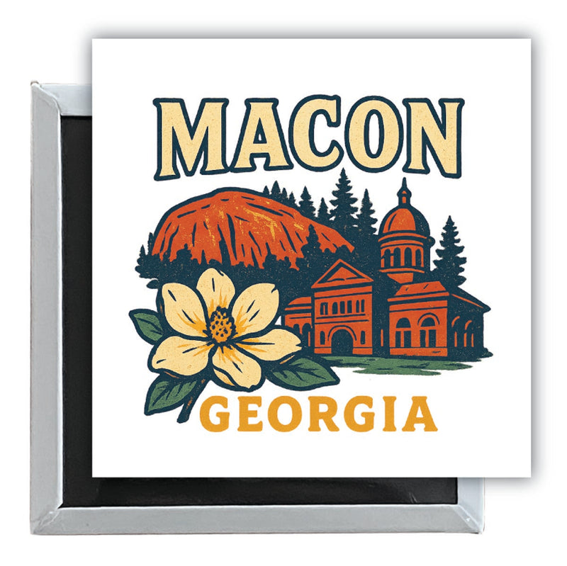 Macon Georgia Vintage Design Souvenir 2.5 x 2.5-Inch Fridge Magnet 