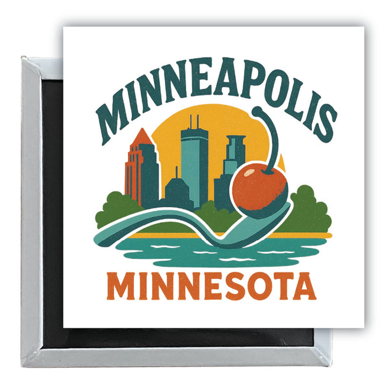 Minneapolis Minnesota Vintage Design Souvenir 2.5 x 2.5-Inch Fridge Magnet 
