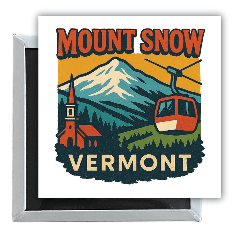 Mount Snow Vermont Vintage Design Souvenir 2.5 x 2.5-Inch Fridge Magnet 