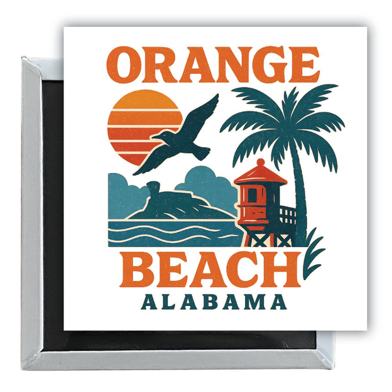 Orange Beach Alabama Vintage Design Souvenir 2.5 x 2.5-Inch Fridge Magnet 