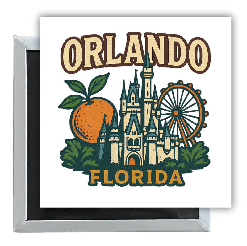 Orlando Florida Vintage Design Souvenir 2.5 x 2.5-Inch Fridge Magnet 