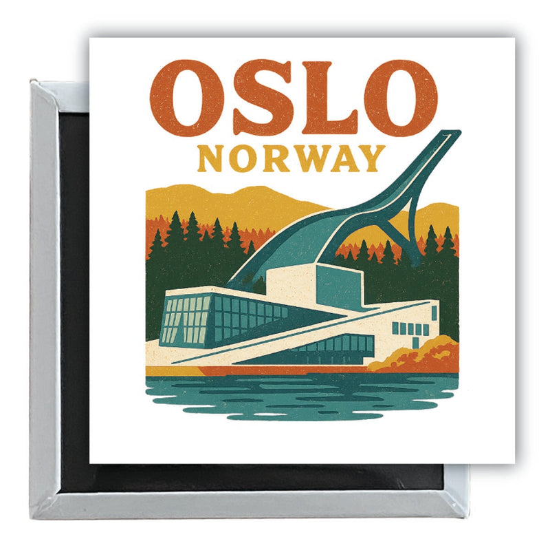 Oslo Norway Vintage Design Souvenir 2.5 x 2.5-Inch Fridge Magnet 