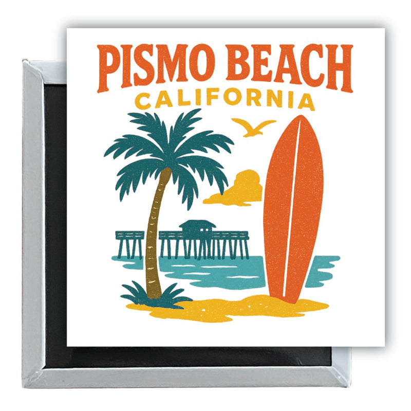 Pismo Beach California Vintage Design Souvenir 2.5 x 2.5-Inch Fridge Magnet 
