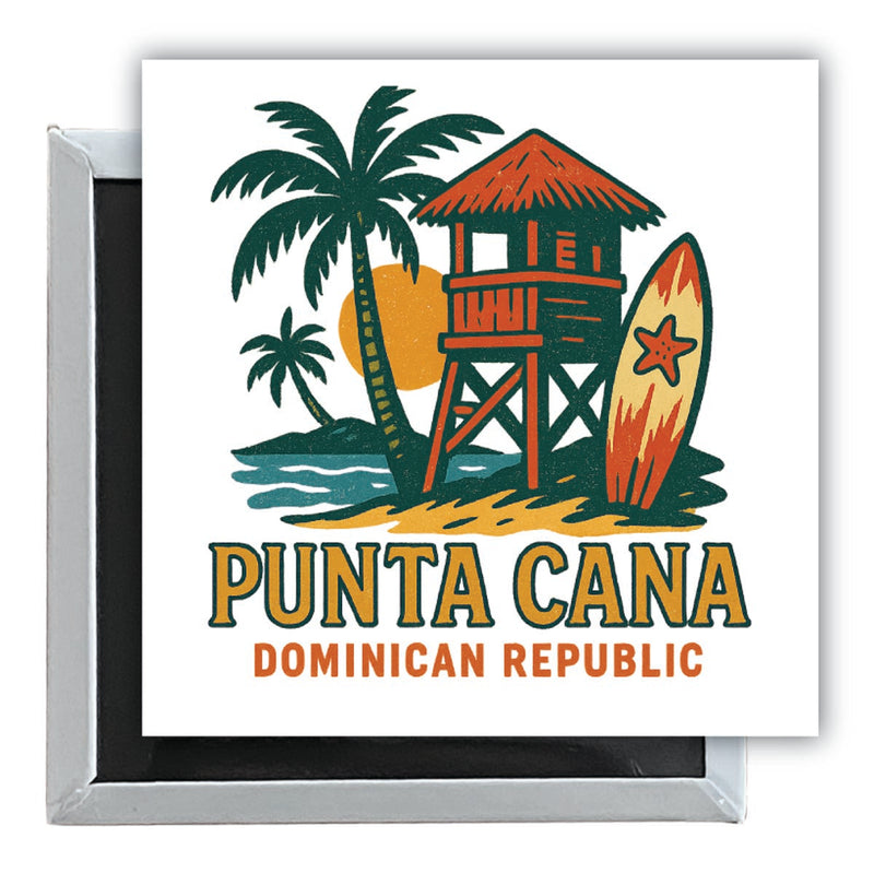Punta Cana Dominican Republic Vintage Design Souvenir 2.5 x 2.5-Inch Fridge Magnet 