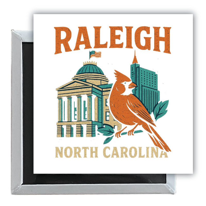 Raleigh North Carolina Vintage Design Souvenir 2.5 x 2.5-Inch Fridge Magnet 