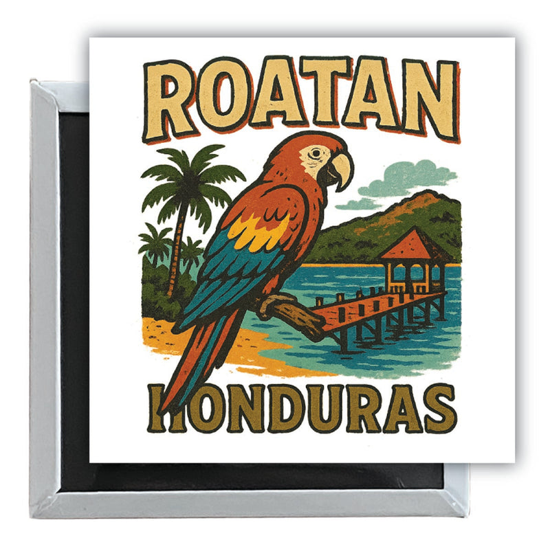 Roatan Honduras Vintage Design Souvenir 2.5 x 2.5-Inch Fridge Magnet 