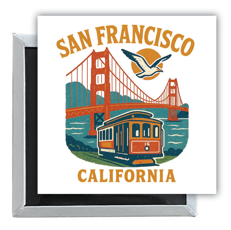 San Francisco California Vintage Design Souvenir 2.5 x 2.5-Inch Fridge Magnet 