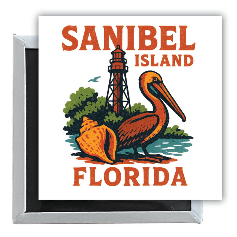 Sanibel Island Florida Vintage Design Souvenir 2.5 x 2.5-Inch Fridge Magnet 