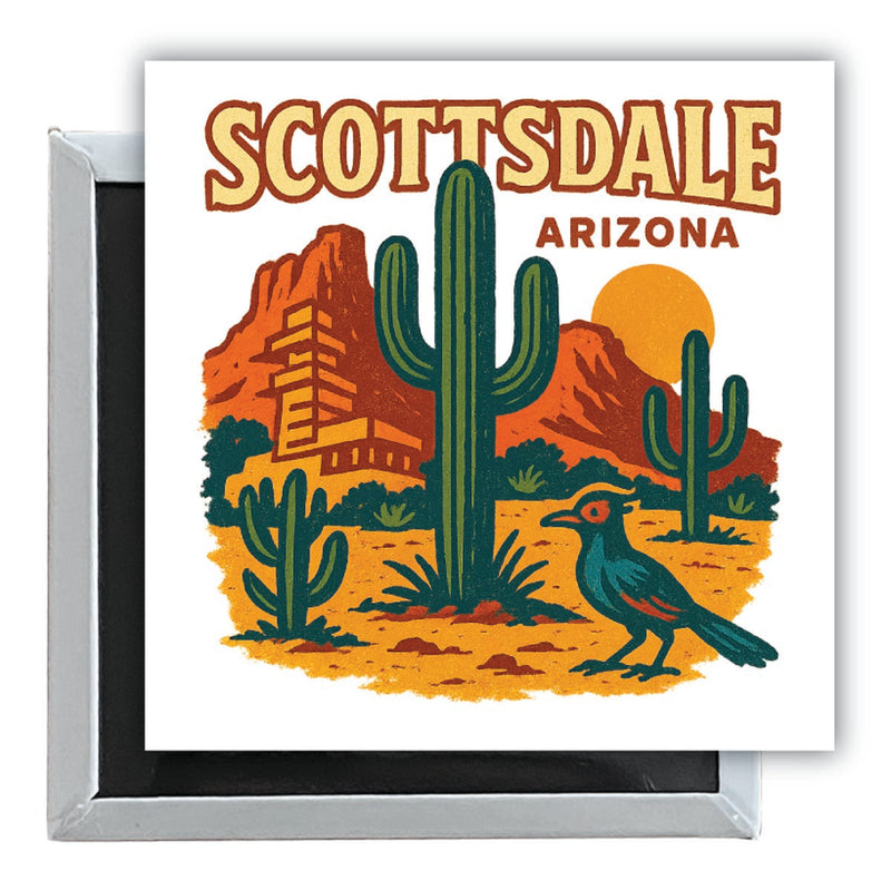 Scottsdale Arizona Vintage Design Souvenir 2.5 x 2.5-Inch Fridge Magnet 