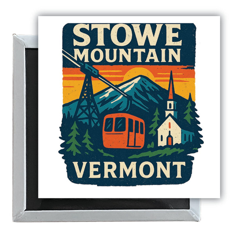 Stowe Mountain Vermont Vintage Design Souvenir 2.5 x 2.5-Inch Fridge Magnet 