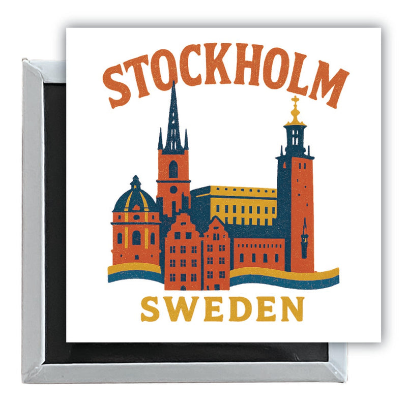 Stockholm Sweden Vintage Design Souvenir 2.5 x 2.5-Inch Fridge Magnet 