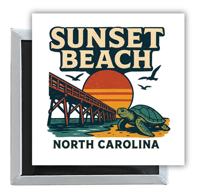 Sunset Beach North Carolina Vintage Design Souvenir 2.5 x 2.5-Inch Fridge Magnet 