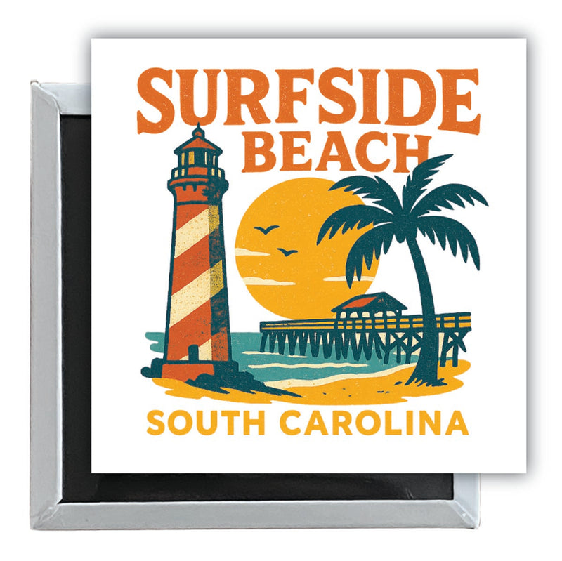 Surfside Beach South Carolina Vintage Design Souvenir 2.5 x 2.5-Inch Fridge Magnet 