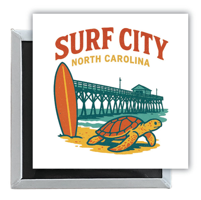 Surf City North Carolina Vintage Design Souvenir 2.5 x 2.5-Inch Fridge Magnet 