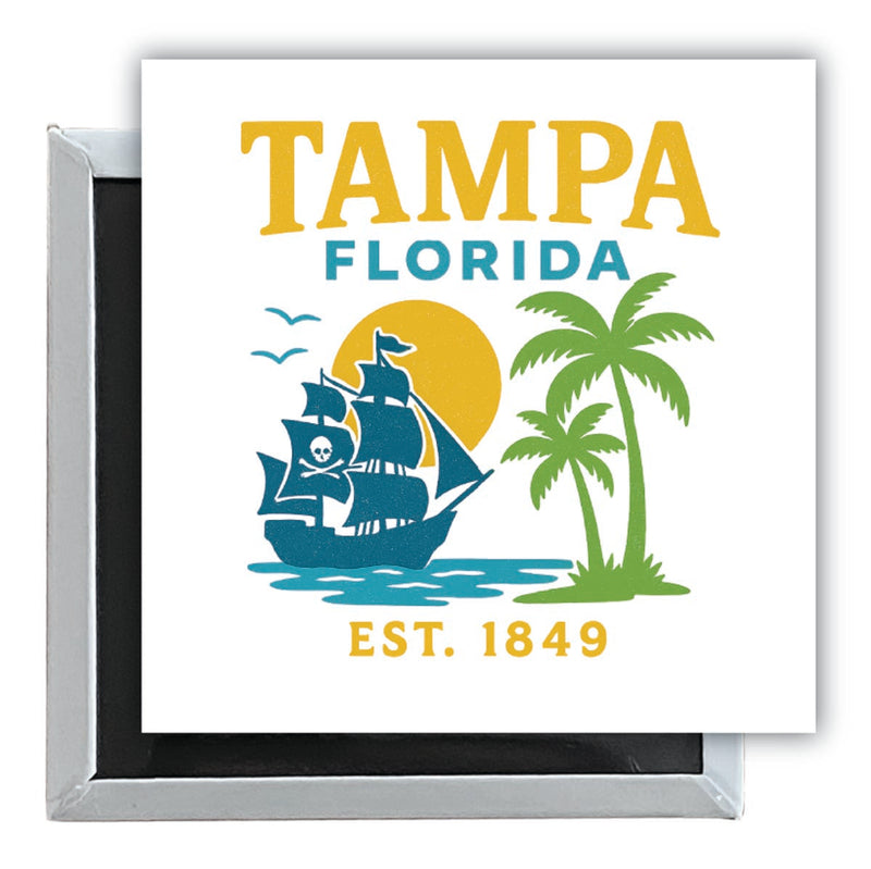 Tampa Florida Vintage Design Souvenir 2.5 x 2.5-Inch Fridge Magnet 