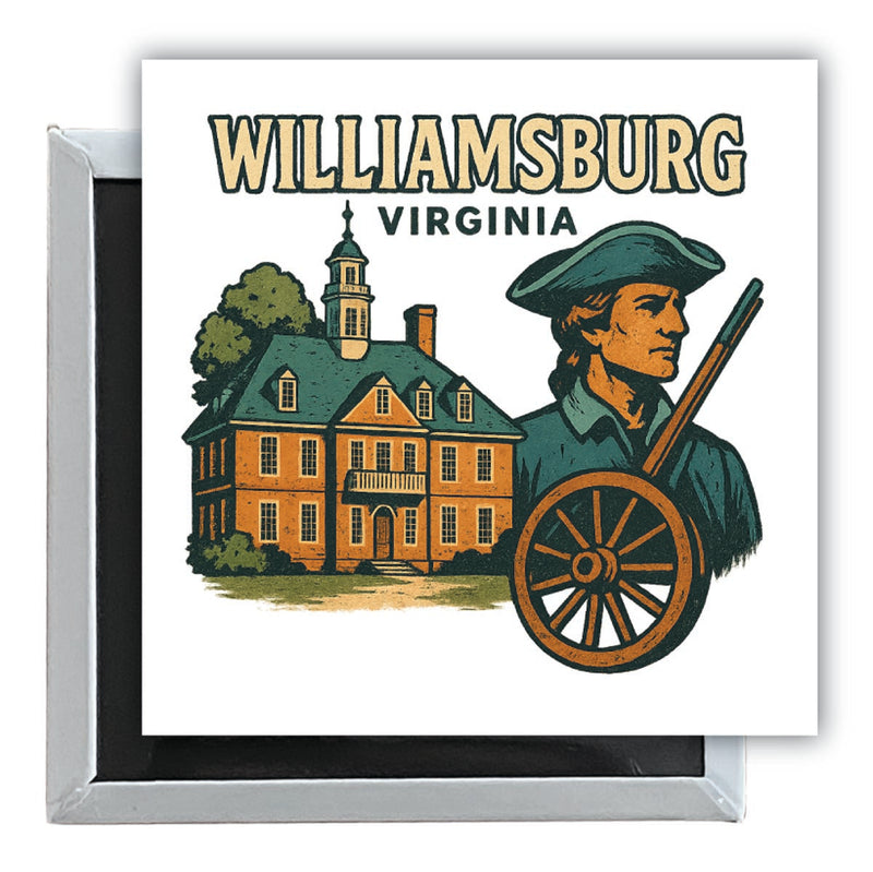 Williamsburg Virginia Vintage Design Souvenir 2.5 x 2.5-Inch Fridge Magnet 
