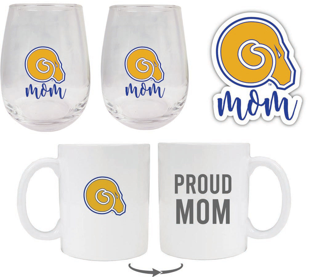 Albany State University Collegiate Mom Gift Set - Decal, Coffee Mug & Stemless Wine Glass 