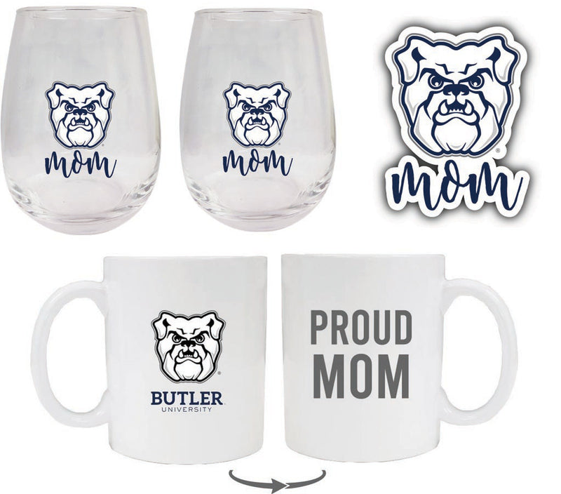 Butler Bulldogs Collegiate Mom Gift Set - Decal, Coffee Mug & Stemless Wine Glass 