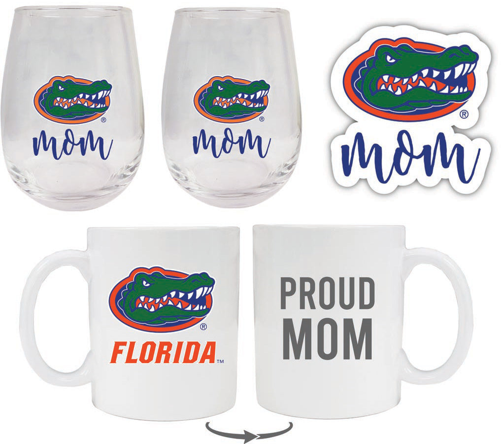 Florida Gators Collegiate Mom Gift Set - Decal, Coffee Mug & Stemless Wine Glass 
