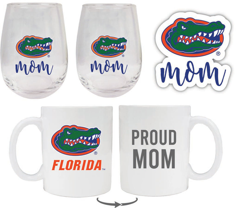 Florida Gators Collegiate Mom Gift Set - Decal, Coffee Mug & Stemless Wine Glass 