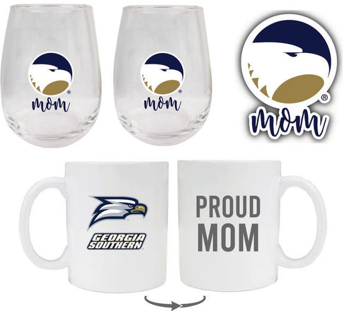 Georgia Southern Eagles Collegiate Mom Gift Set - Decal, Coffee Mug & Stemless Wine Glass 
