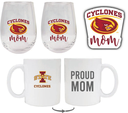 Iowa State Cyclones Collegiate Mom Gift Set - Decal, Coffee Mug & Stemless Wine Glass 