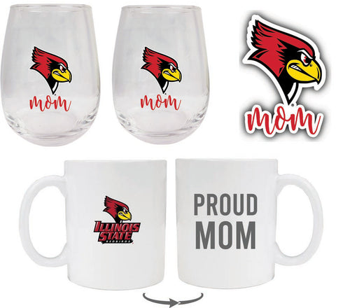 Illinois Fighting Illini Collegiate Mom Gift Set - Decal, Coffee Mug & Stemless Wine Glass 