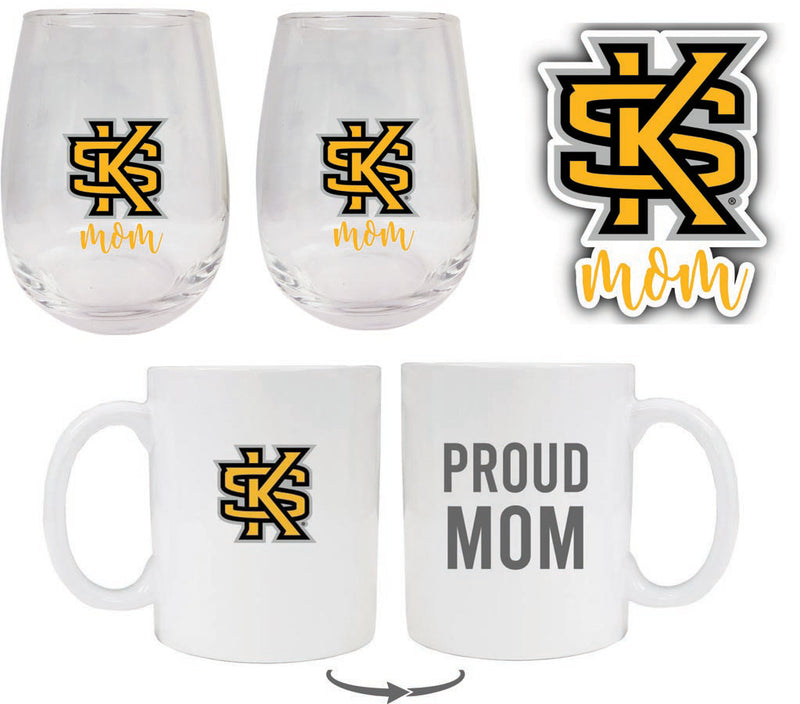 Kennesaw State University Collegiate Mom Gift Set - Decal, Coffee Mug & Stemless Wine Glass 