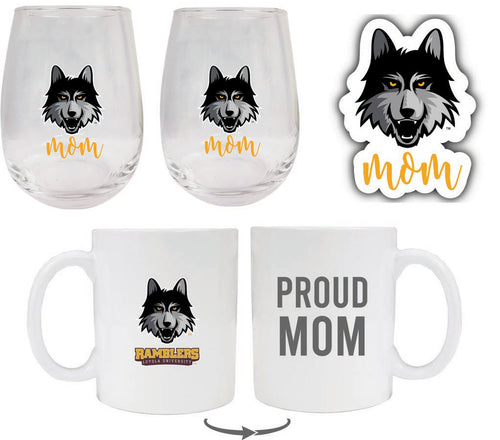 Loyola University Ramblers Collegiate Mom Gift Set - Decal, Coffee Mug & Stemless Wine Glass 