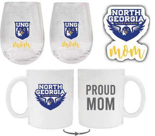North Georgia Nighthawks Collegiate Mom Gift Set - Decal, Coffee Mug & Stemless Wine Glass 