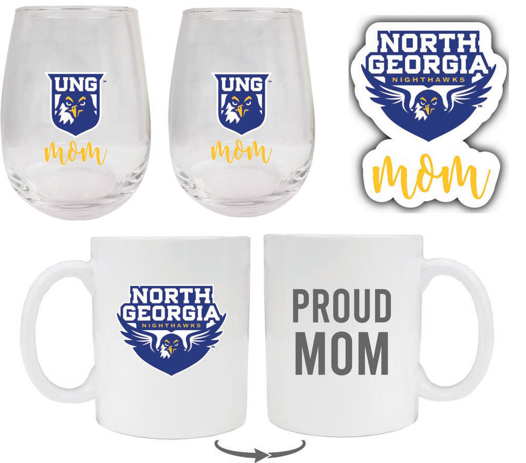 North Georgia Nighthawks Collegiate Mom Gift Set - Decal, Coffee Mug & Stemless Wine Glass 