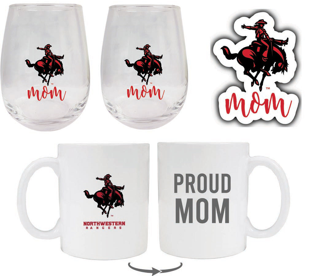 Northwestern Oklahoma State University Collegiate Mom Gift Set - Decal, Coffee Mug & Stemless Wine Glass 