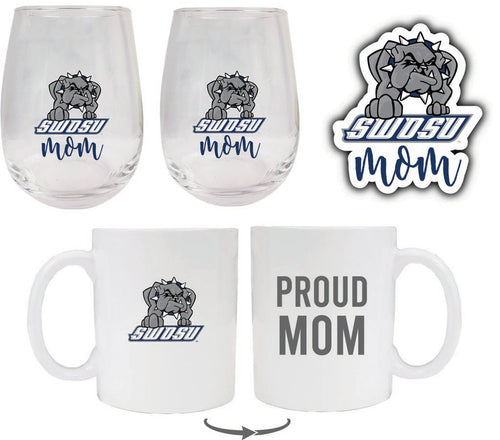 Southwestern Oklahoma State University Collegiate Mom Gift Set - Decal, Coffee Mug & Stemless Wine Glass 