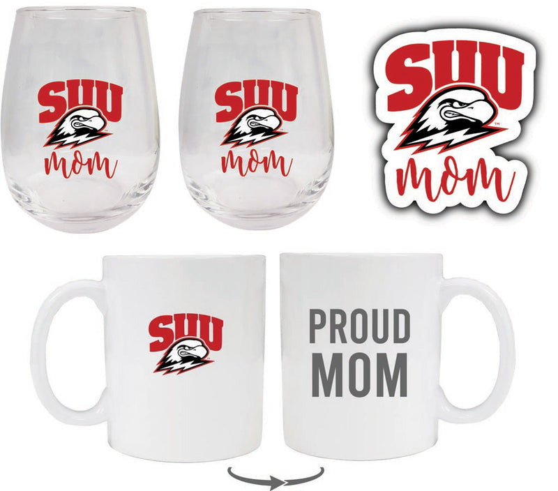 Southern Utah University Collegiate Mom Gift Set - Decal, Coffee Mug & Stemless Wine Glass 