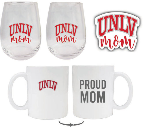 UNLV Rebels Collegiate Mom Gift Set - Decal, Coffee Mug & Stemless Wine Glass 