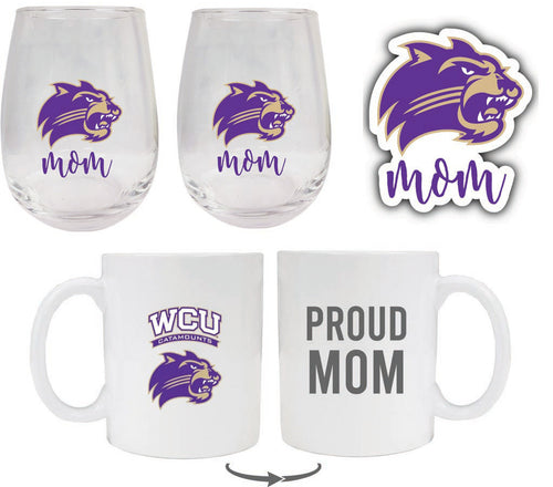 Western Carolina University Collegiate Mom Gift Set - Decal, Coffee Mug & Stemless Wine Glass 