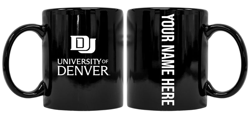 University of Denver Pioneers Customizable 12 oz Black Ceramic Coffee Mug Officially Licensed