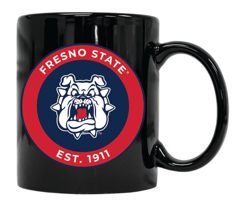 Fresno State Bulldogs 12 oz Black Ceramic Coffee Mug Circle Design Officially Licensed Collegiate Product 