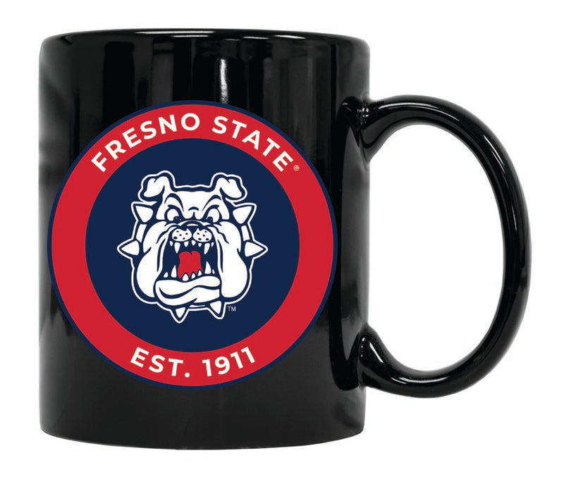 Fresno State Bulldogs 12 oz Black Ceramic Coffee Mug Circle Design Officially Licensed Collegiate Product 