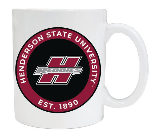 Henderson State Reddies 12 oz White Ceramic Coffee Mug Circle Design Officially Licensed Collegiate Product 