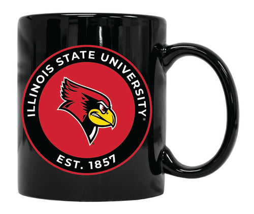 Illinois State Redbirds 12 oz Black Ceramic Coffee Mug Circle Design Officially Licensed Collegiate Product 