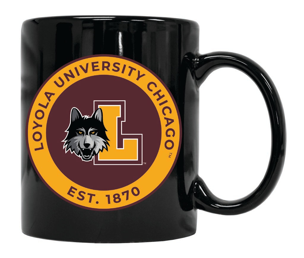 Loyola University Ramblers 12 oz Black Ceramic Coffee Mug Circle Design Officially Licensed Collegiate Product 
