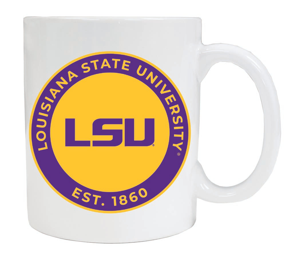 LSU Tigers 12 oz Black Ceramic Coffee Mug Circle Design Officially Licensed Collegiate Product