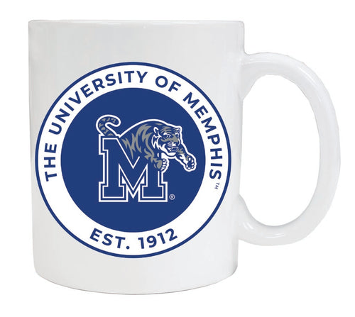 Memphis Tigers 12 oz White Ceramic Coffee Mug Circle Design Officially Licensed Collegiate Product 