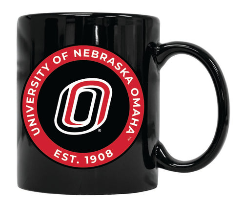 Nebraska at Omaha 12 oz Black Ceramic Coffee Mug Circle Design Officially Licensed Collegiate Product 