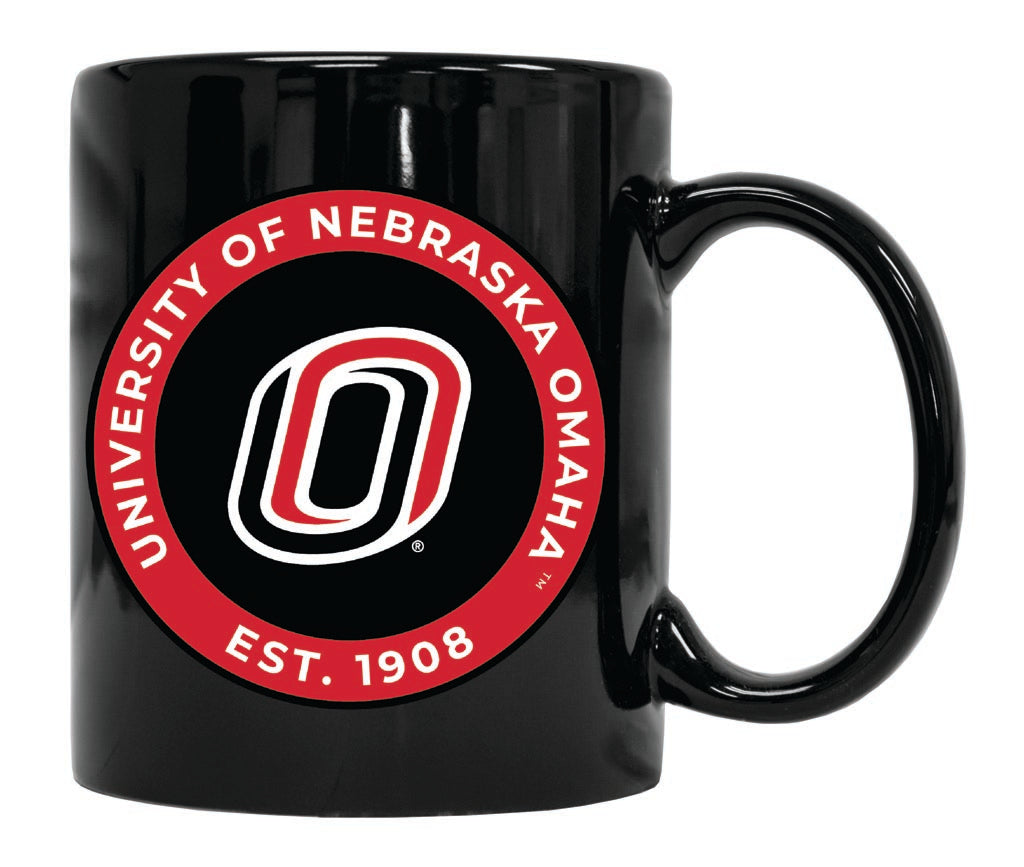 Nebraska at Omaha 12 oz Black Ceramic Coffee Mug Circle Design Officially Licensed Collegiate Product 