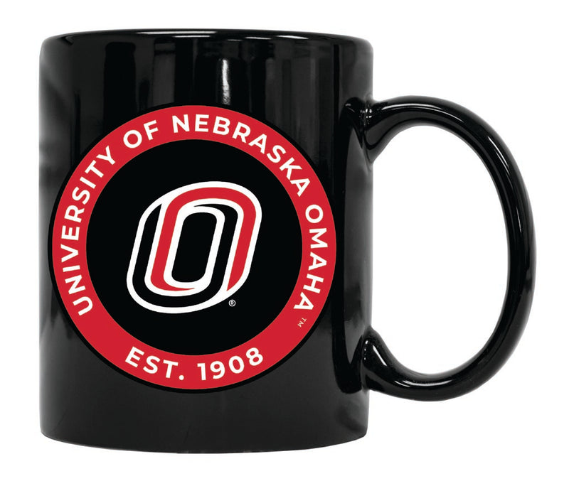 Nebraska at Omaha 12 oz Black Ceramic Coffee Mug Circle Design Officially Licensed Collegiate Product 