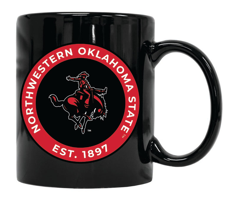 Northwestern Oklahoma State University 12 oz Black Ceramic Coffee Mug Circle Design Officially Licensed Collegiate Product 