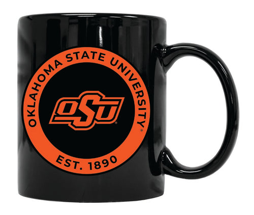 Oklahoma State Cowboys 12 oz Black Ceramic Coffee Mug Circle Design Officially Licensed Collegiate Product 2-Pack