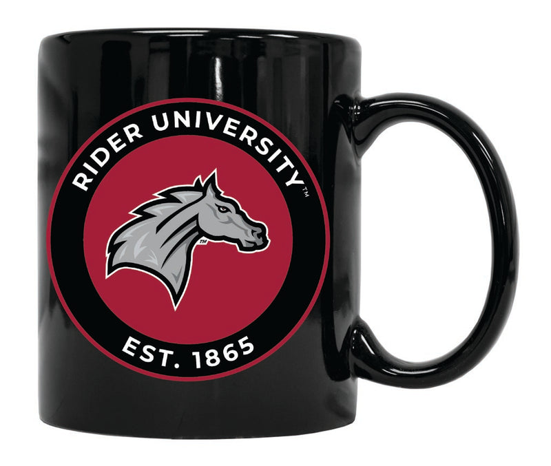 Rider University Broncs 12 oz Black Ceramic Coffee Mug Circle Design Officially Licensed Collegiate Product Single
